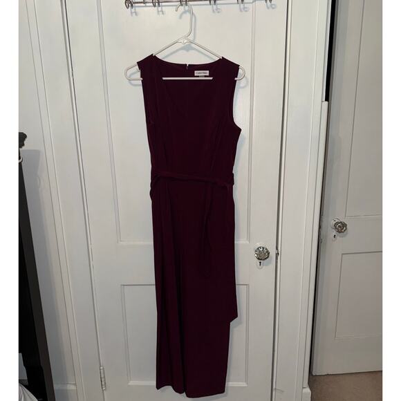 Calvin Klein V-Neck Sleeveless Tie Purple Crop Jumpsuit size 6 - Picture 1 of 9
